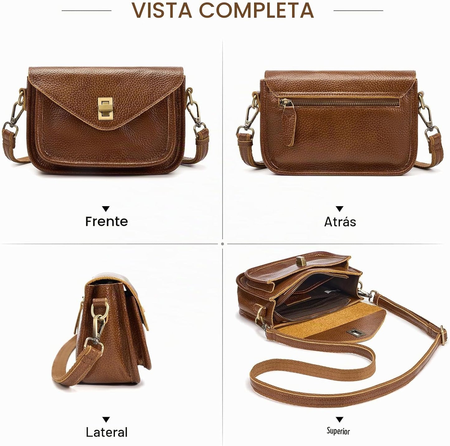 UEIRY Bolsos bandolera de cuero genuino para mujer, bolsos cruzados...