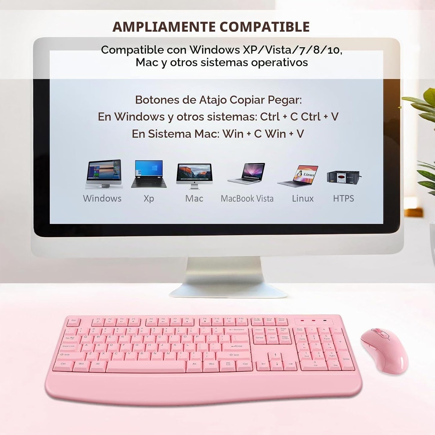 Combo de teclado y ratón inalámbricos de tamaño completo 2.4 GHz co...