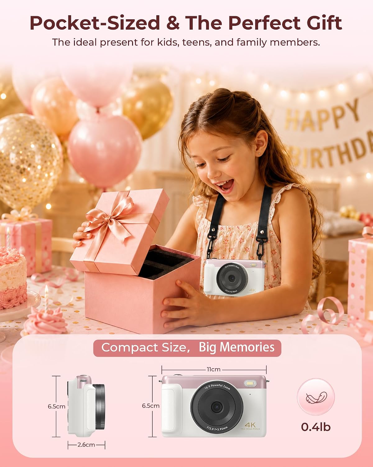 IKUCAM Cámara digital 4K para fotografía de 75 MP con enfoque autom...