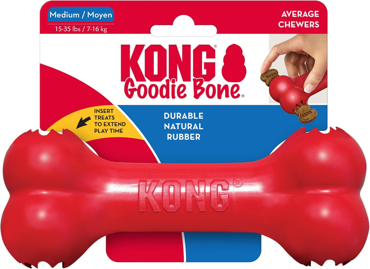 KONG Goodie Bone - Hueso clásico de goma natural duradera para perr...