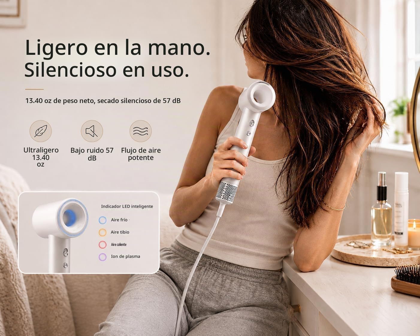 Nixyldon Secador de pelo iónico de alta velocidad con difusor, moto...