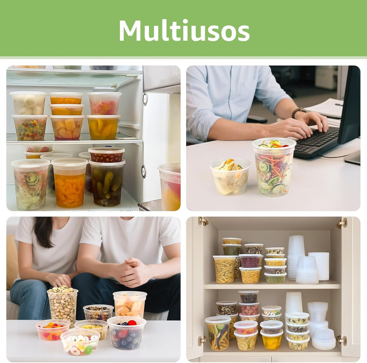 Dipoo 60 juegos (120 piezas) recipientes Deli con tapas de 16 oz, r...