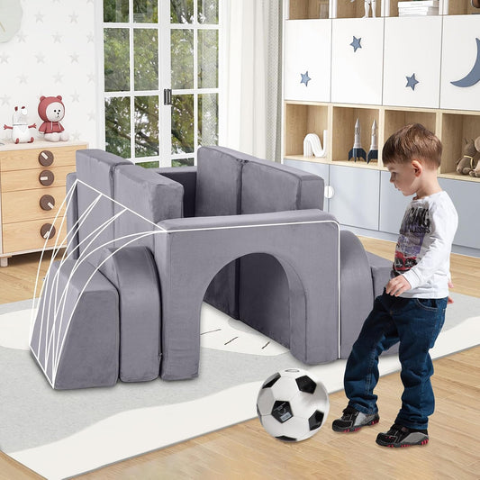 INFANS Sofá modular de juego para niños, 8 piezas de sofá modular m...