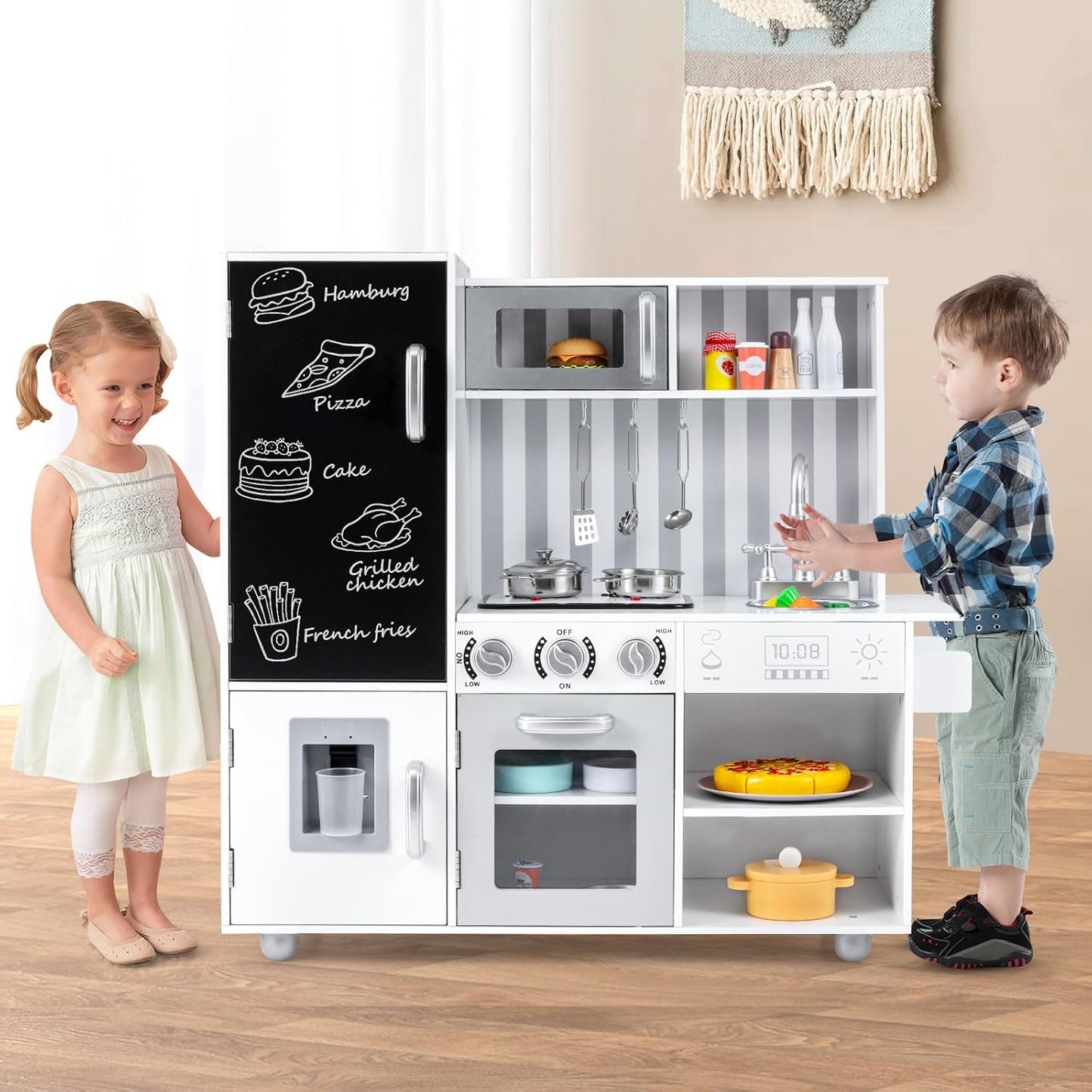 Costzon Juego de cocina para niños, juego de cocina de chef de made...