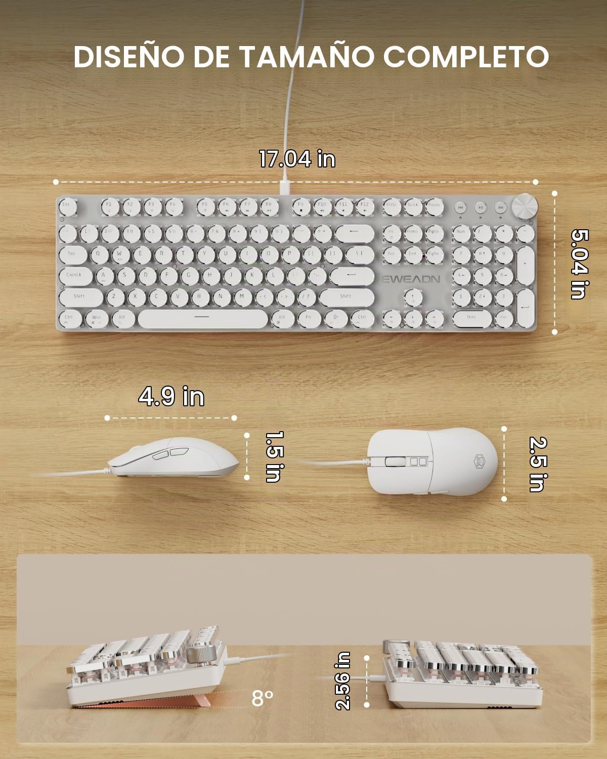 Combo de teclado y mouse con cable para máquina de escribir, interr...