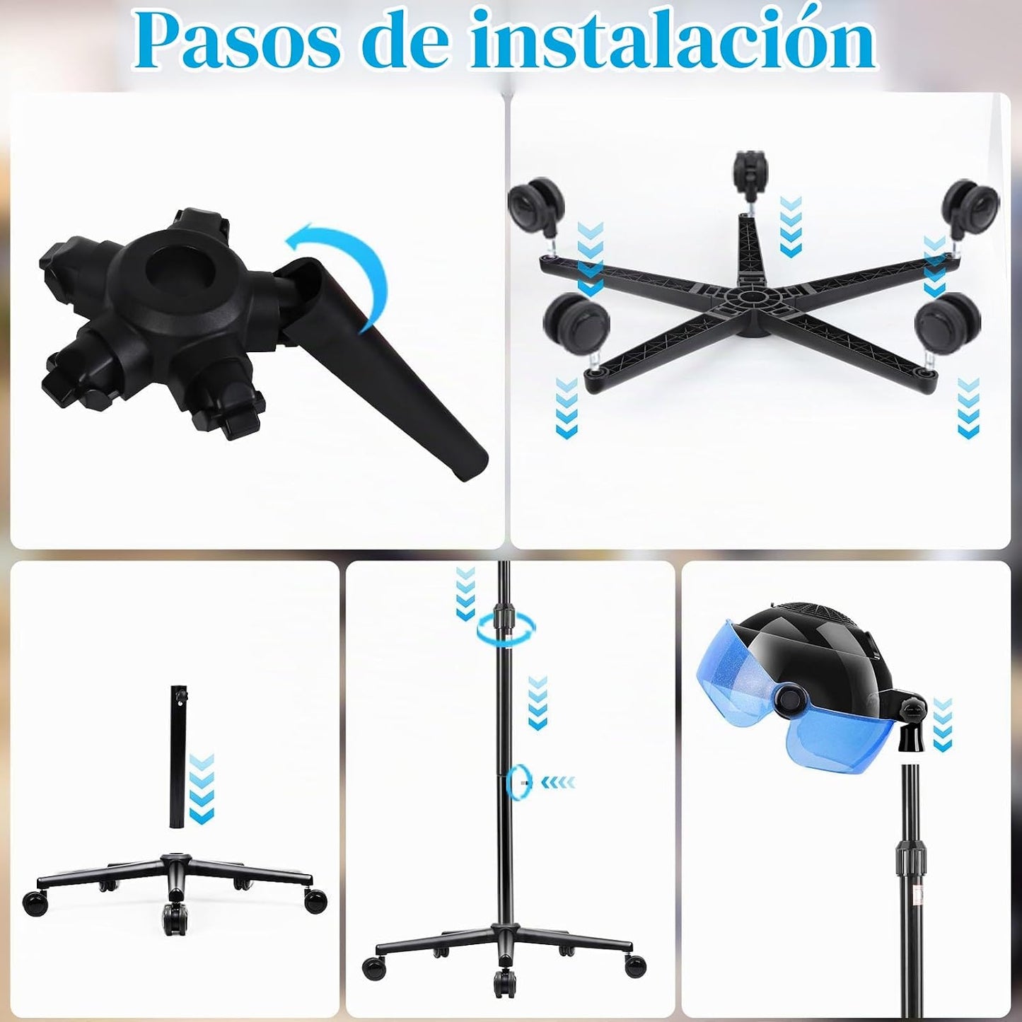 Secador de pelo con capucha, secador de pelo de pie de 1500 W con a...