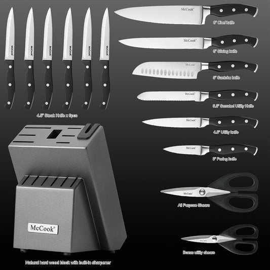 McCook® Juegos de cuchillos, juego de cuchillos de cocina alemán de...