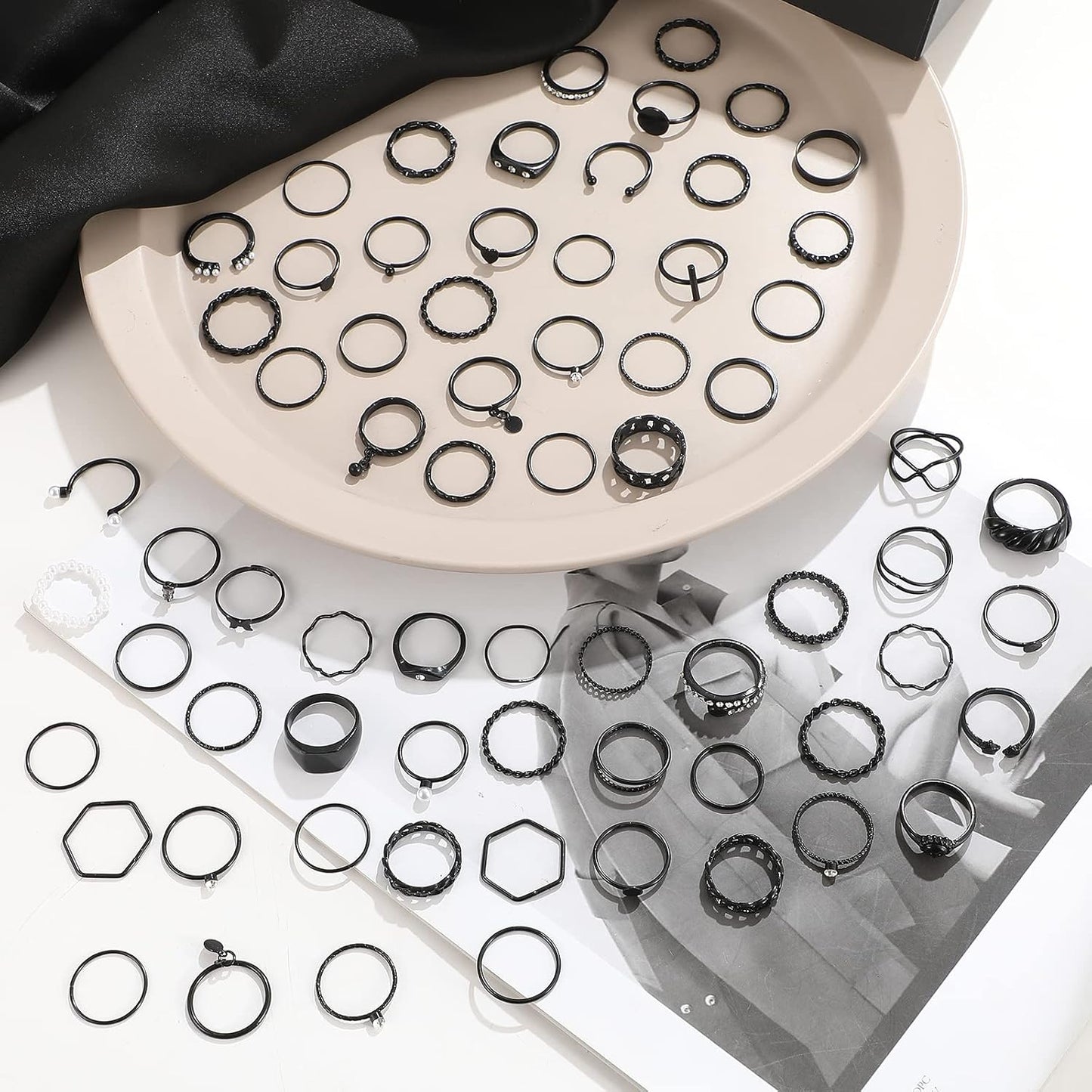 YEEZII Juego de 68 anillos para nudillos, dorados, para mujeres, ap...