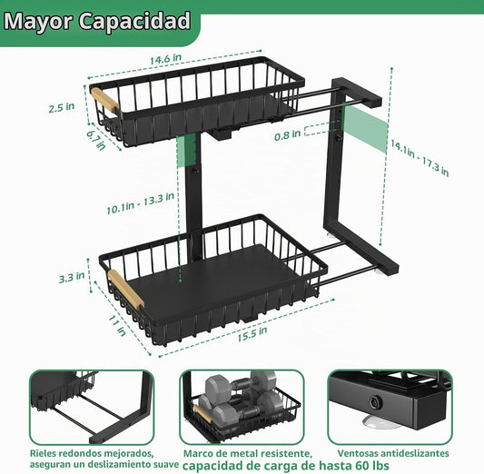 ADRIMER Organizador para debajo del fregadero, 2 paquetes, organiza...