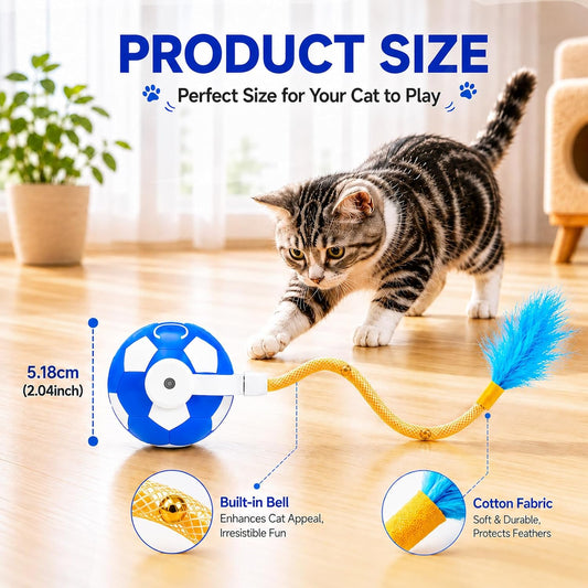 Yaruiguang Juguetes interactivos para gatos con cola de plumas, bol...