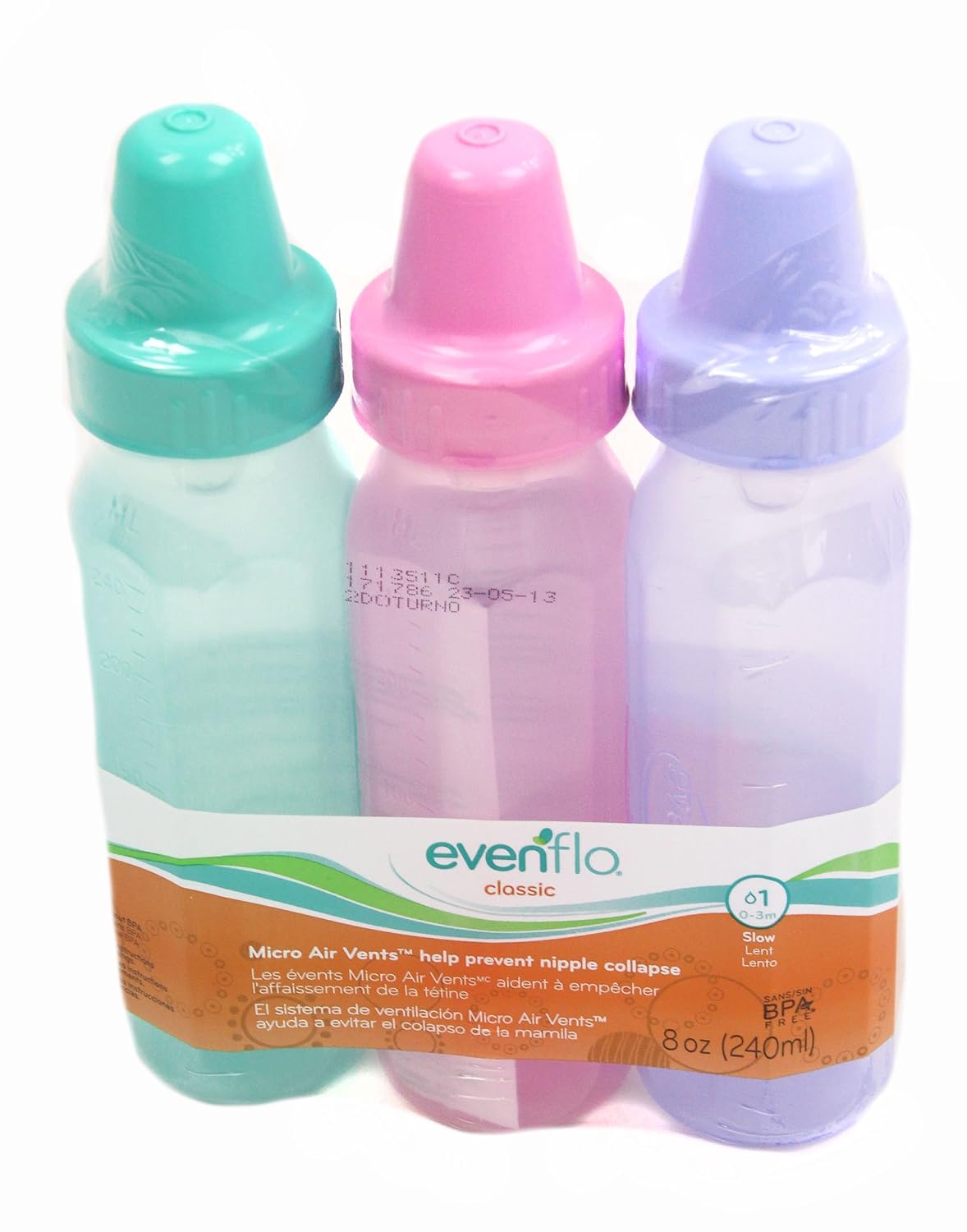 Evenflo 3 unidades Classic Light Tint Nurser, 8 onzas