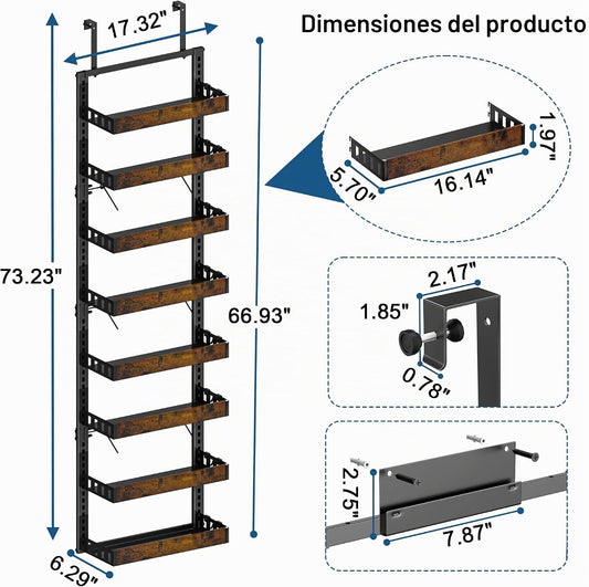 bukfen Organizador de despensa para puerta, cesta de madera ajustab...
