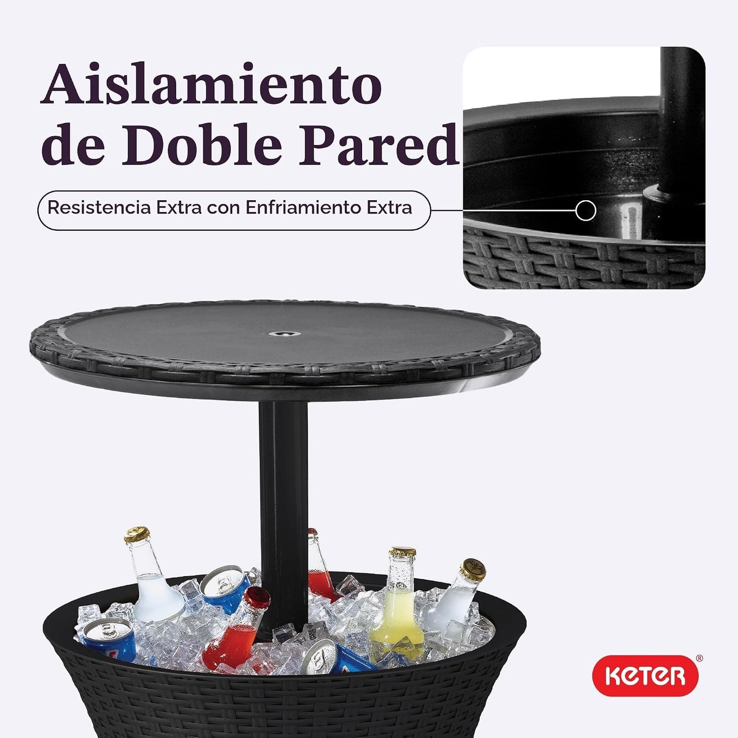 Keter Pacific Cool Bar Muebles de patio al aire libre y mesa auxili...