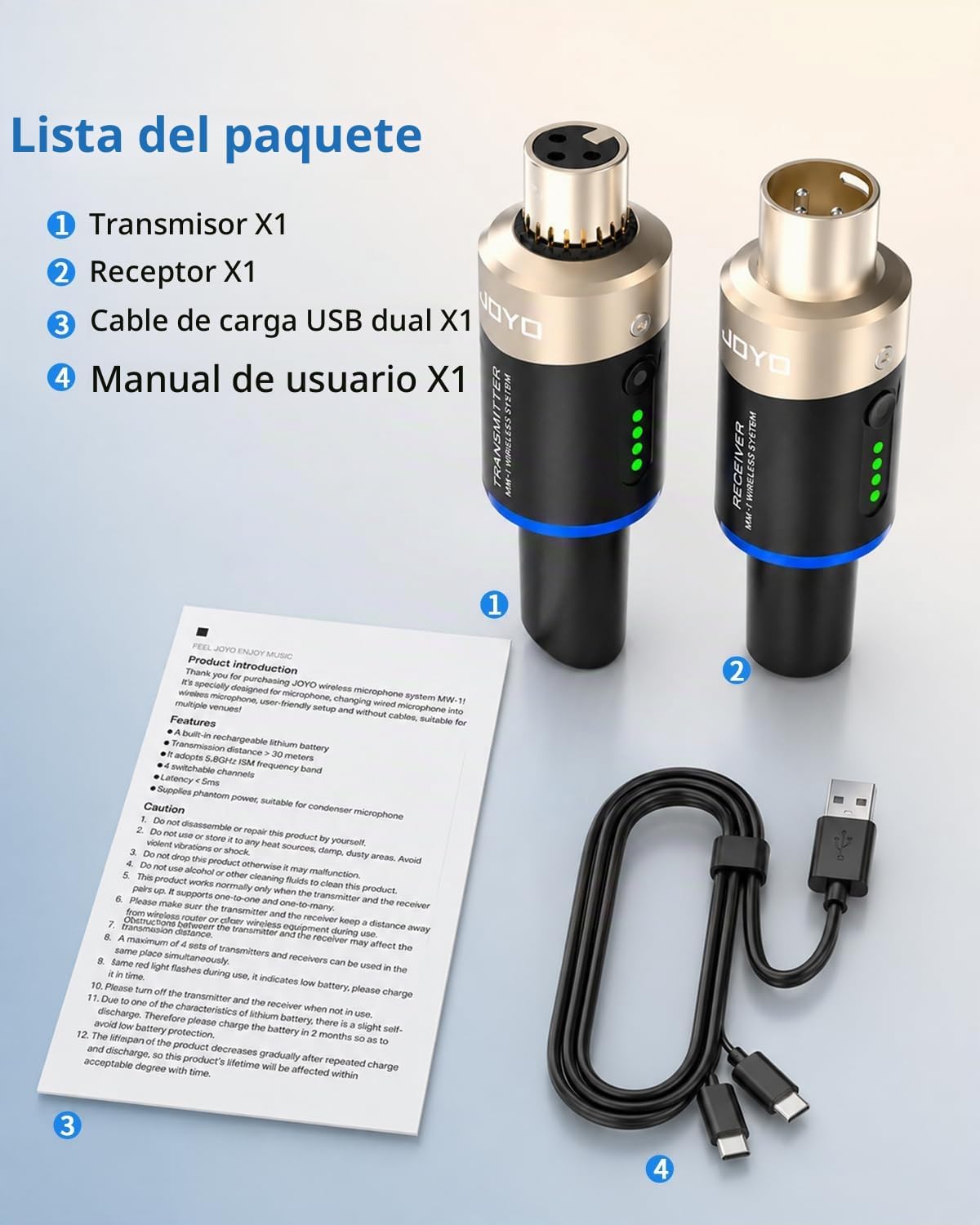JOYO Sistema de micrófono inalámbrico de 5.8 GHz, receptor de trans...