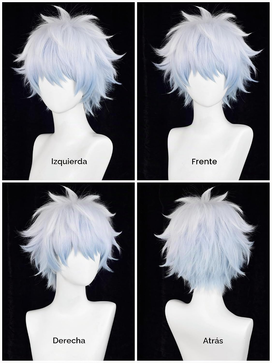 Peluca corta de anime azul claro para hombres, pelucas masculinas d...