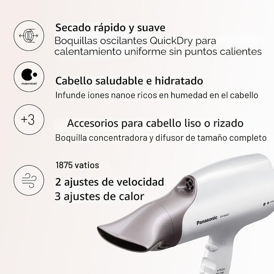 Panasonic Secador de pelo Nanoe Salon con boquilla oscilante de sec...