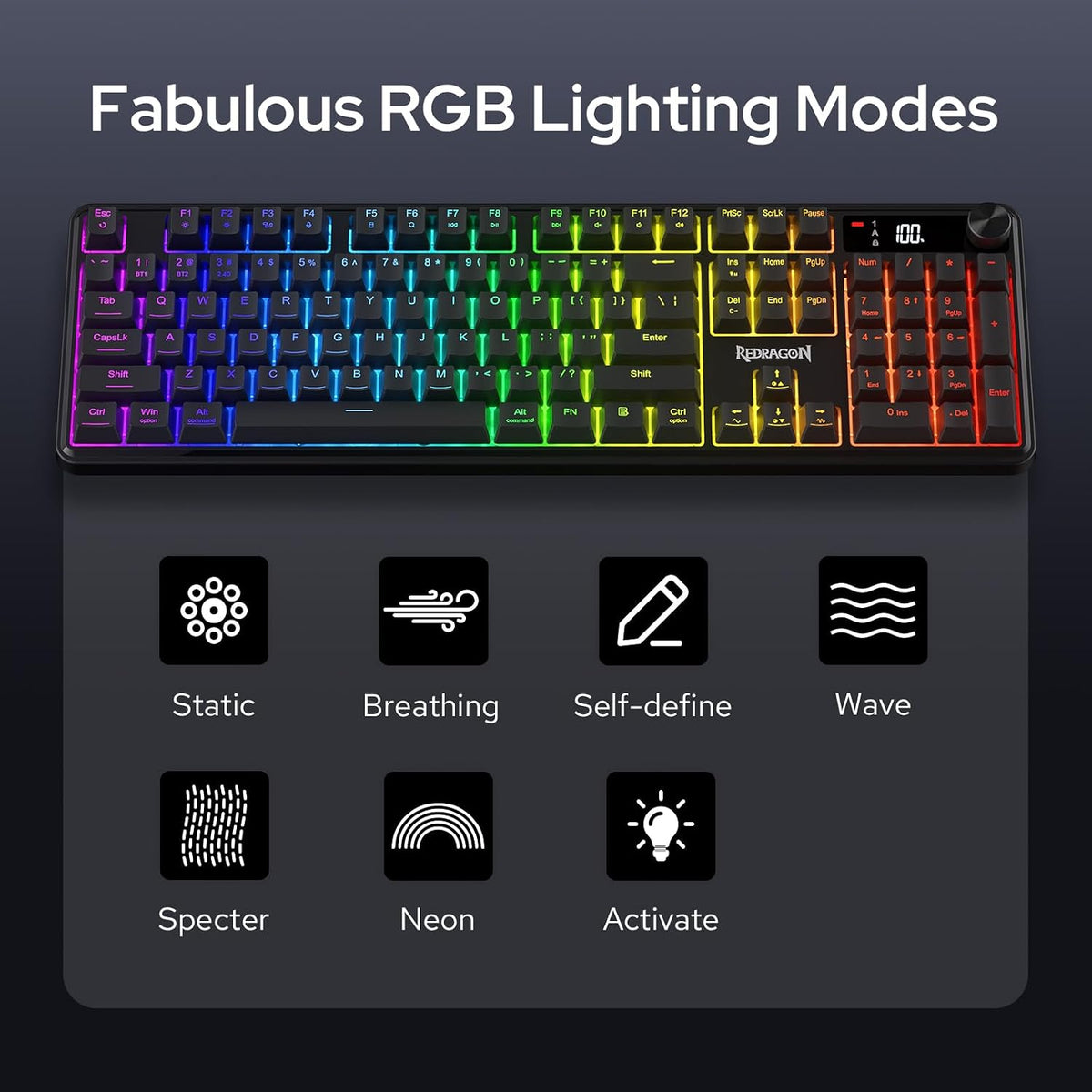 Redragon Combo de teclado de membrana inalámbrico K526 PRO y mouse...