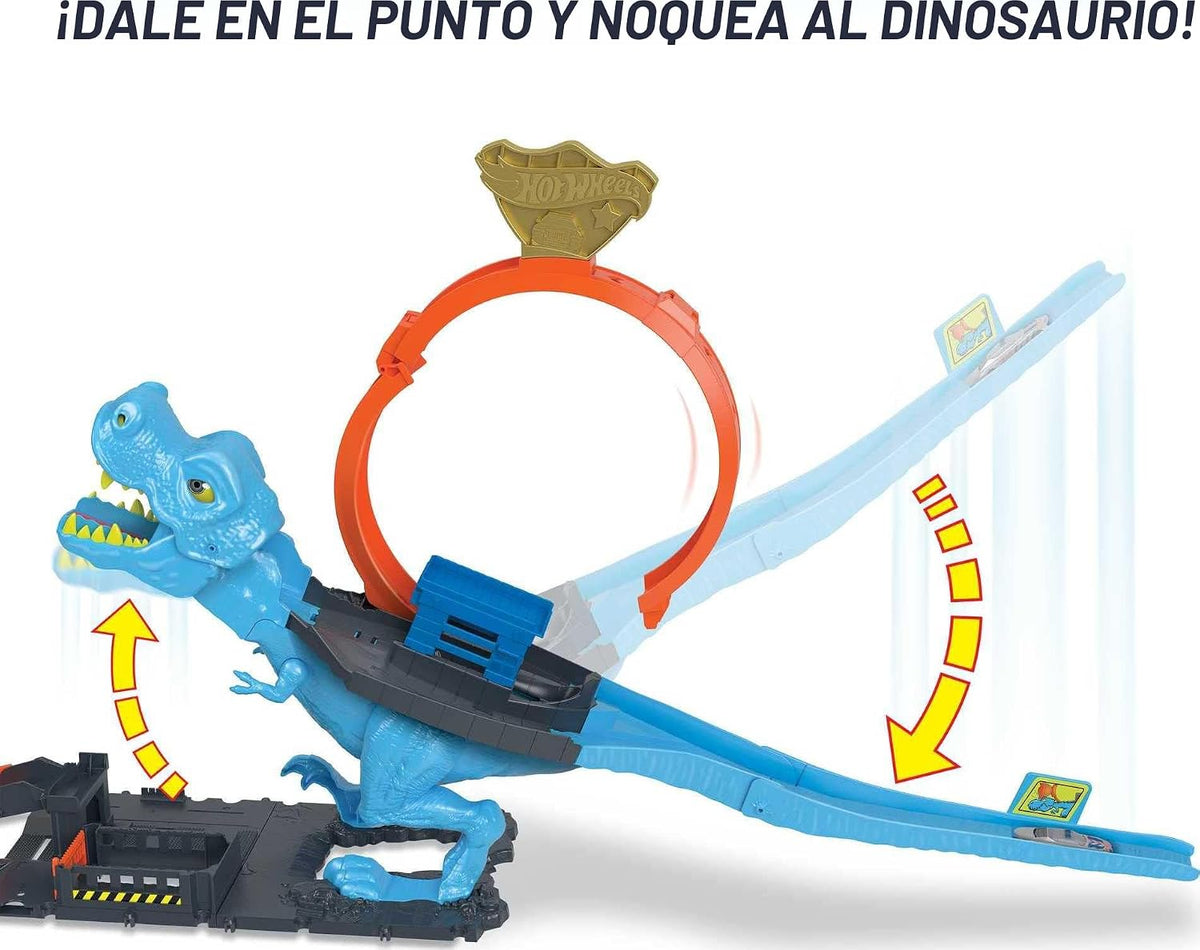 Hot Wheels Juego de pista urbana con 1 auto de juguete, carrera a t...