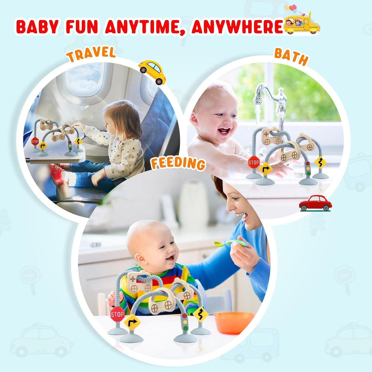 zeeloopbee Juguetes de succión para silla alta para bebés de 6 a 12...