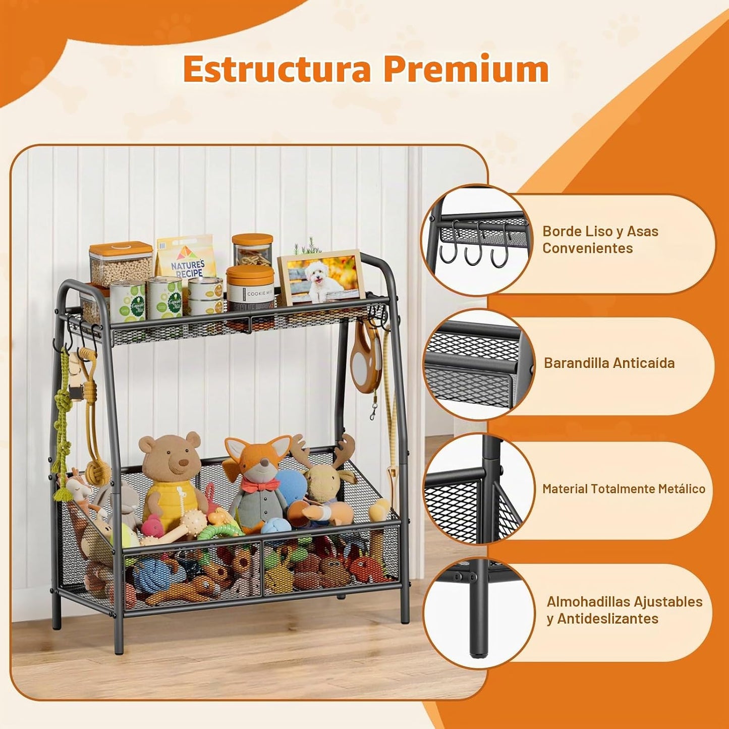Lomivra Cesta de juguetes de metal completo para perros, 23.6 x 11....