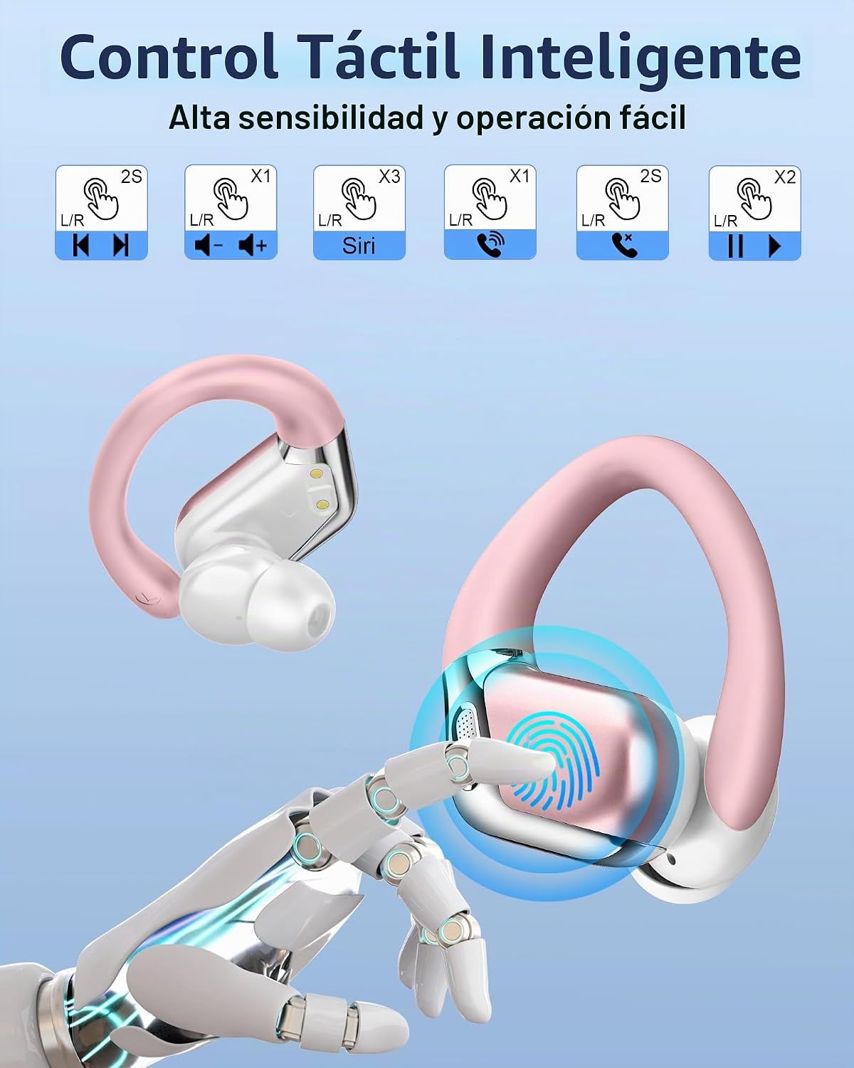 Auriculares inalámbricos, Bluetooth 5.4 deportivos, sonido de grave...