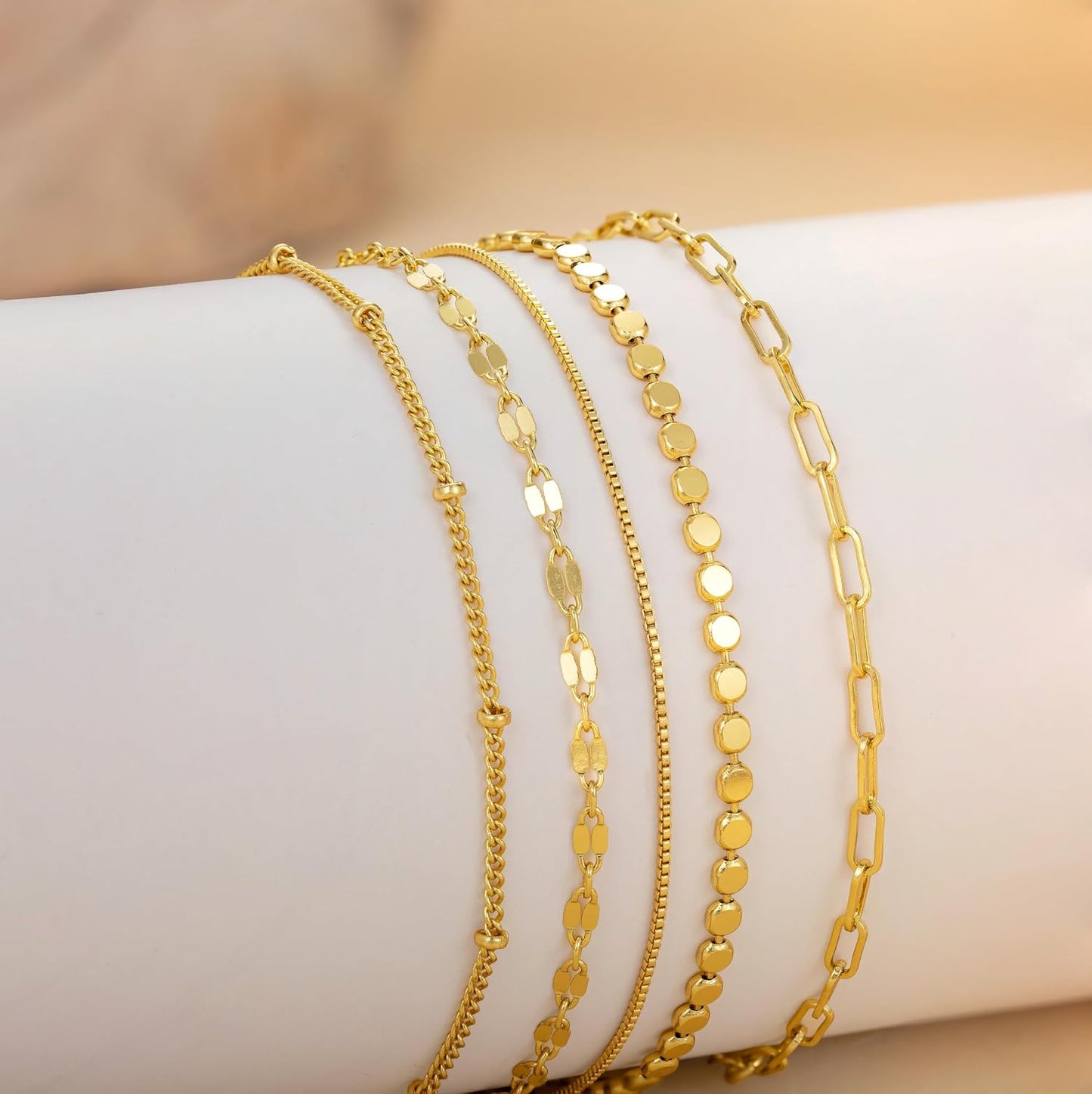 Pulseras de oro simples y delicadas para mujer, juego de pulseras d...