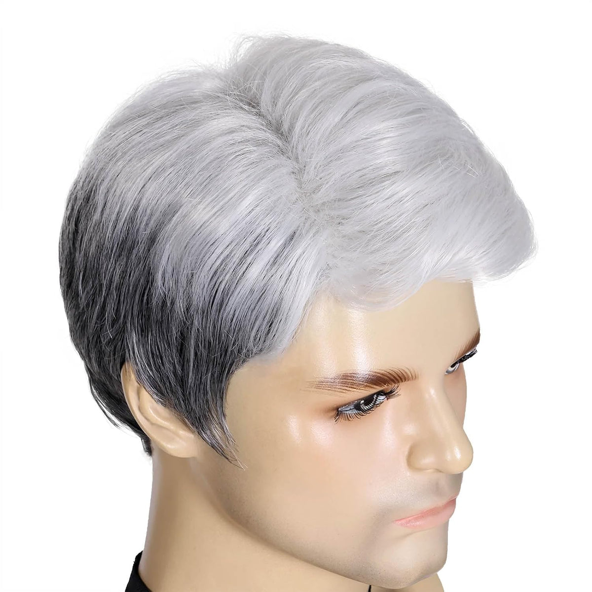 DDHAIR Peluca de anciano gris para hombre, peluca corta gris platea...