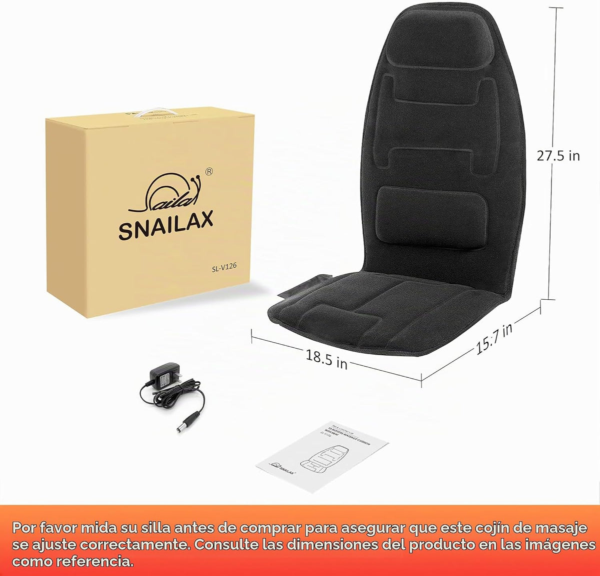 Snailax Cojín de asiento de masaje con 2 niveles de calor \u2013 Al...