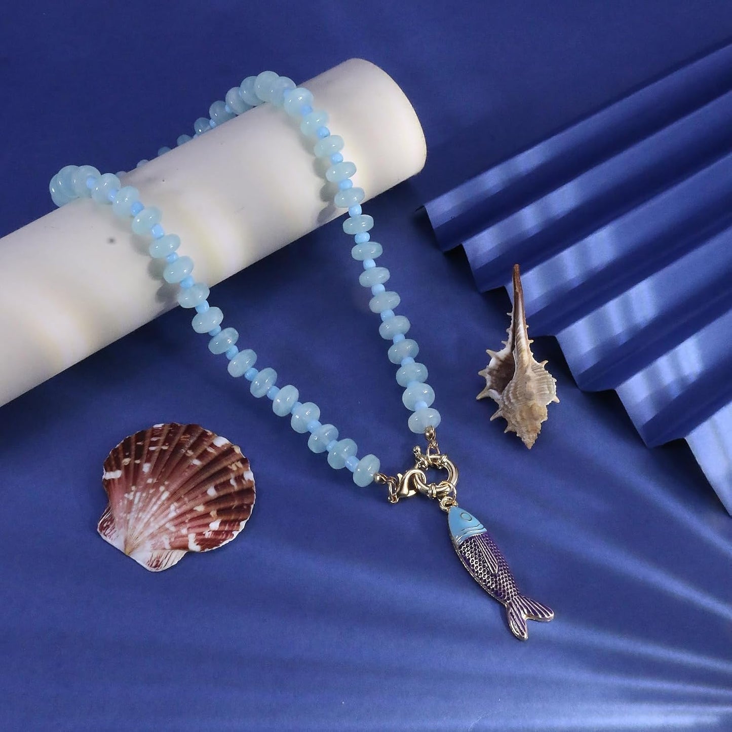 GLRITY Collares bohemios de peces con cuentas para mujer, collar de...