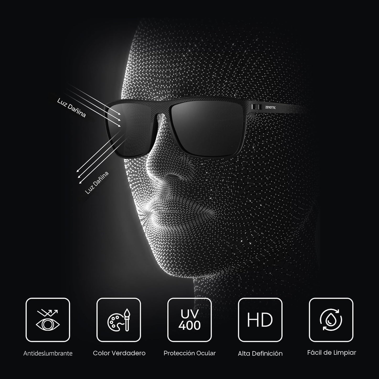 ZENOTTIC Gafas de sol polarizadas para hombre Marco TR90 ligero Pro...