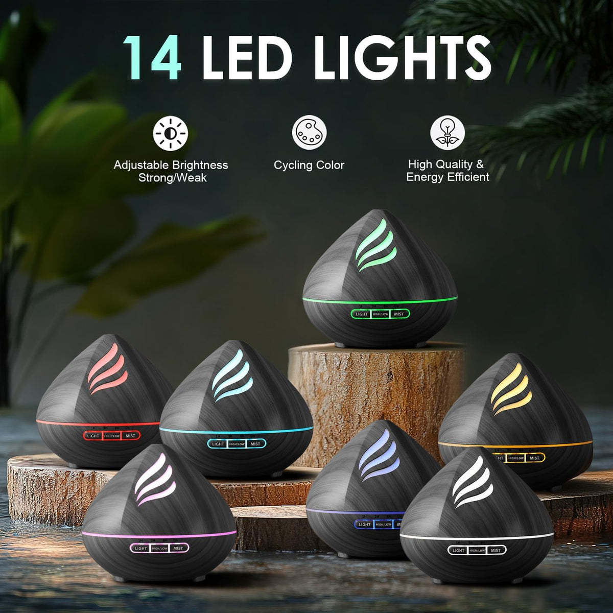 Relaja tu espacio: humidificador de niebla fría de 16.9 fl oz y dif...