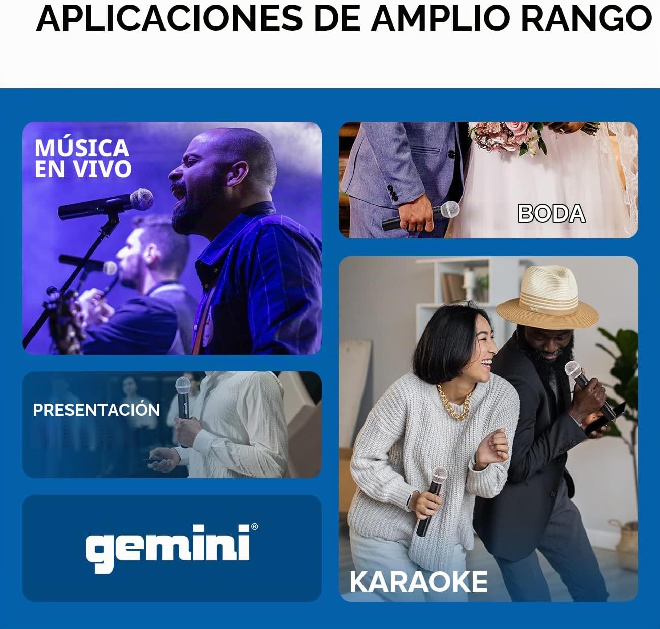 Gemini UHF - Paquete de micrófonos inalámbricos profesionales de ma...