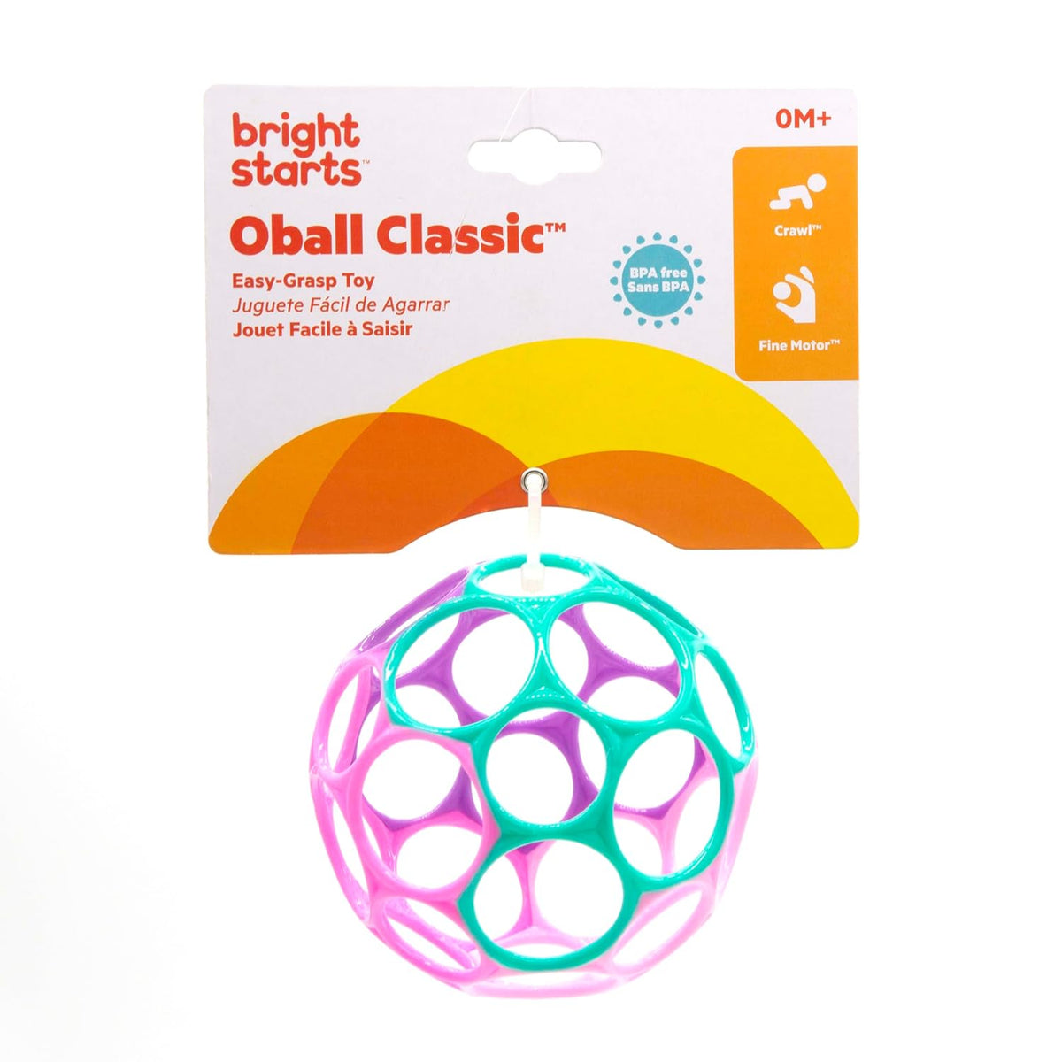 Juguete de bebé Bright Starts Oball de fácil agarre, bola clásica e...
