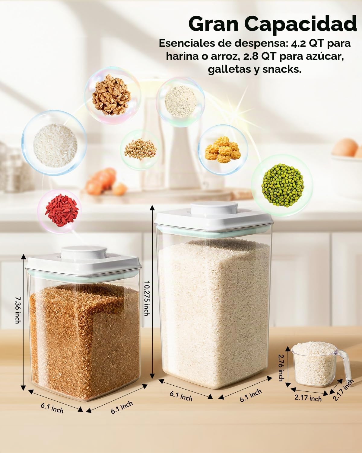 Ankou Juego de recipientes para almacenamiento de alimentos, 2.8 cu...