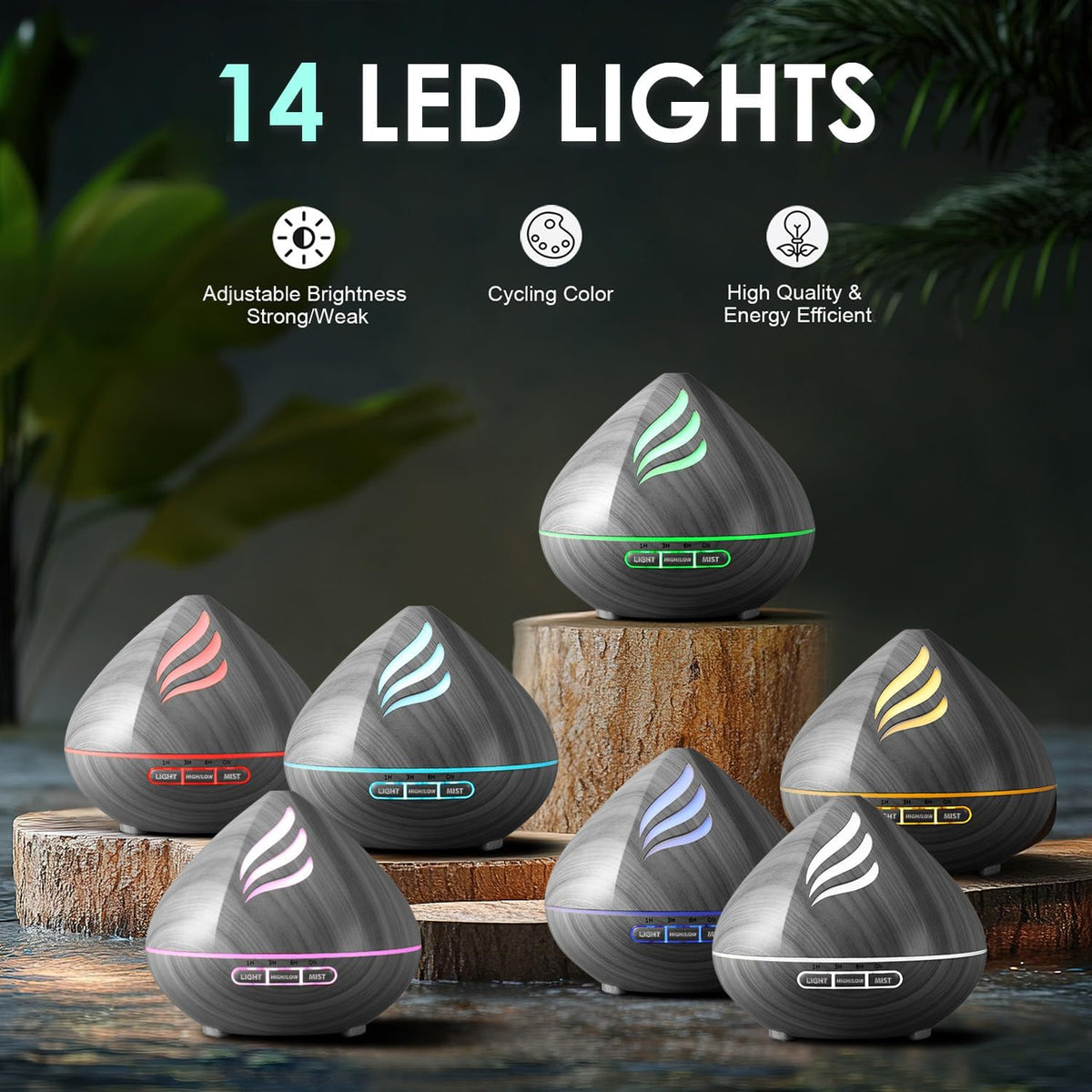 Relaja tu espacio: humidificador de niebla fría de 16.9 fl oz y dif...