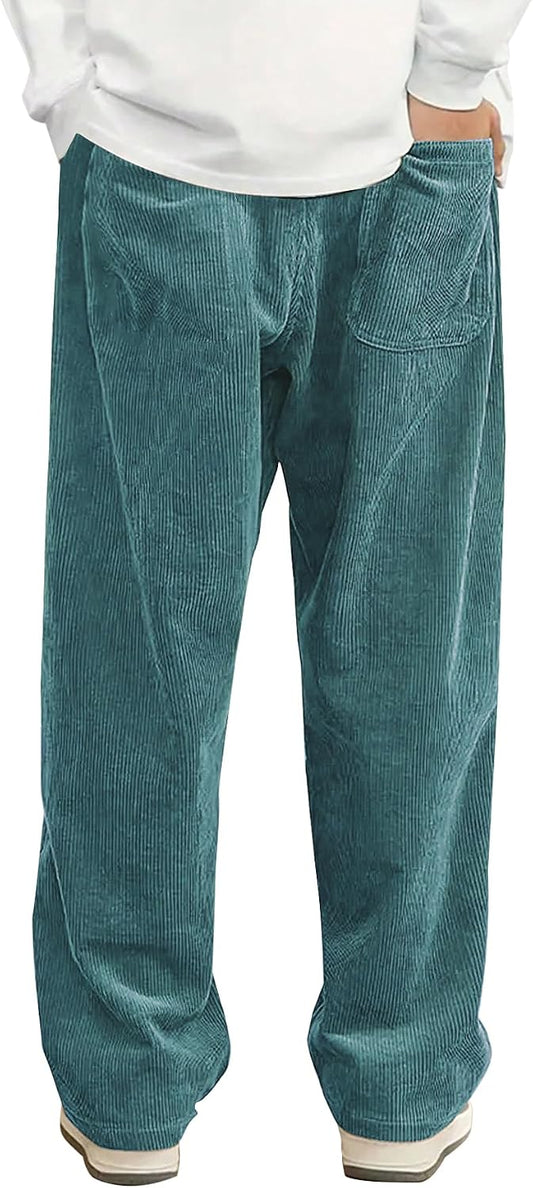 Hidkat Pantalones de corduroy casual para hombre, pantalones de pie...