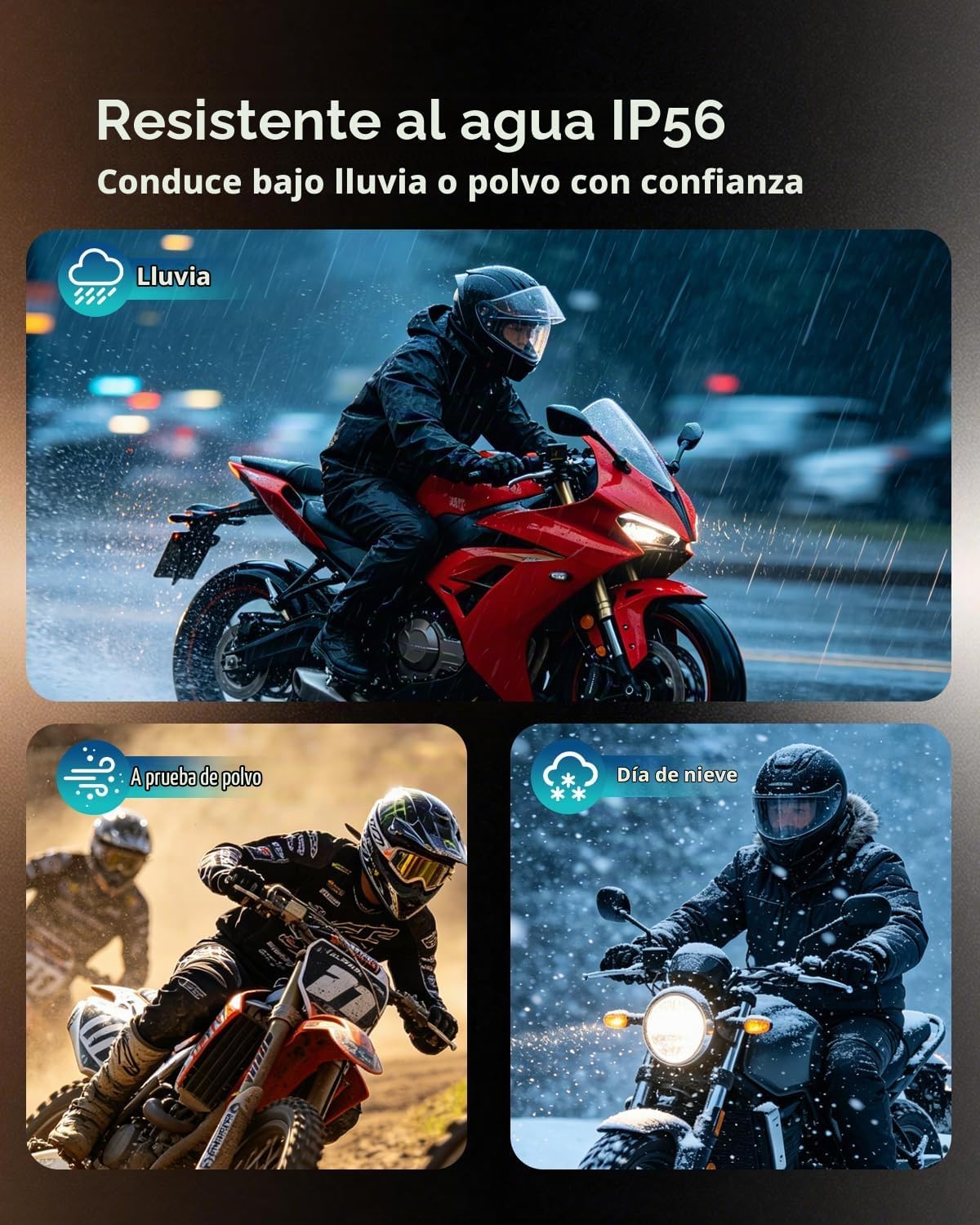 BLAISE Auriculares Bluetooth GT1 para motocicleta con sonido estére...