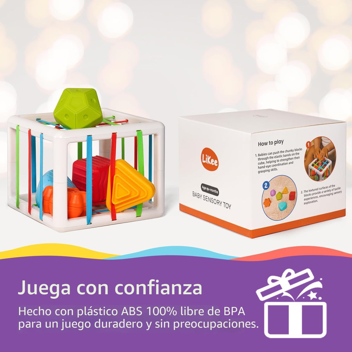 LiKee Juguetes Montessori para niños de 1 año, 6 piezas de formas m...
