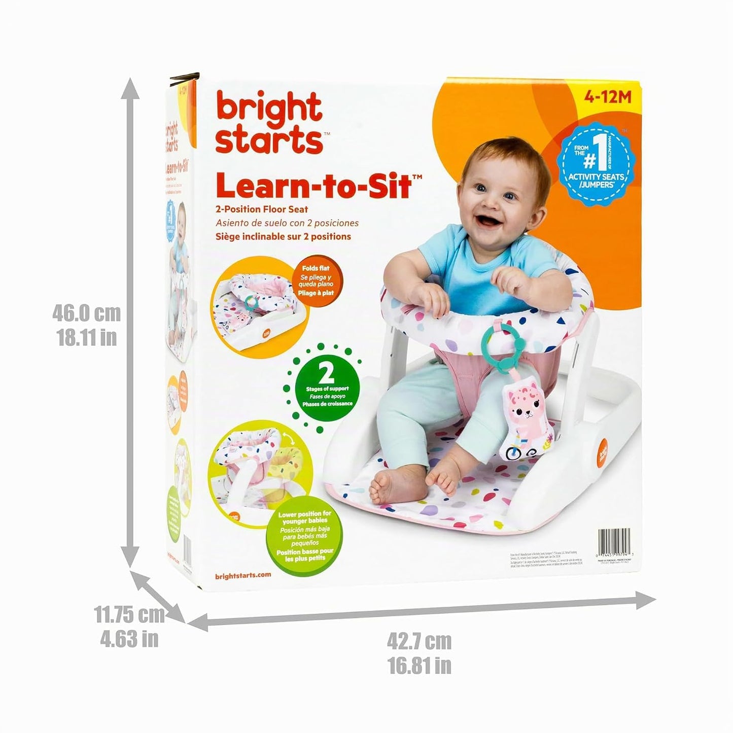 Bright Starts Learn-to-Sit - Asiento de piso para bebé de 2 posicio...