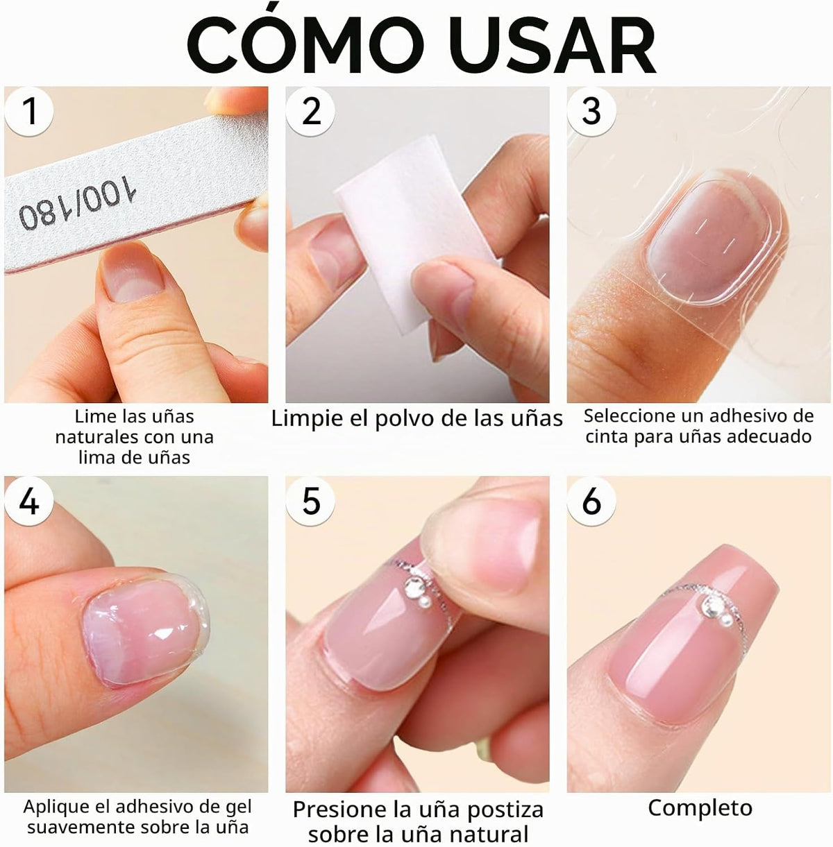 ESUOHYM Soporte de uñas con 480 pestañas adhesivas para uñas para p...