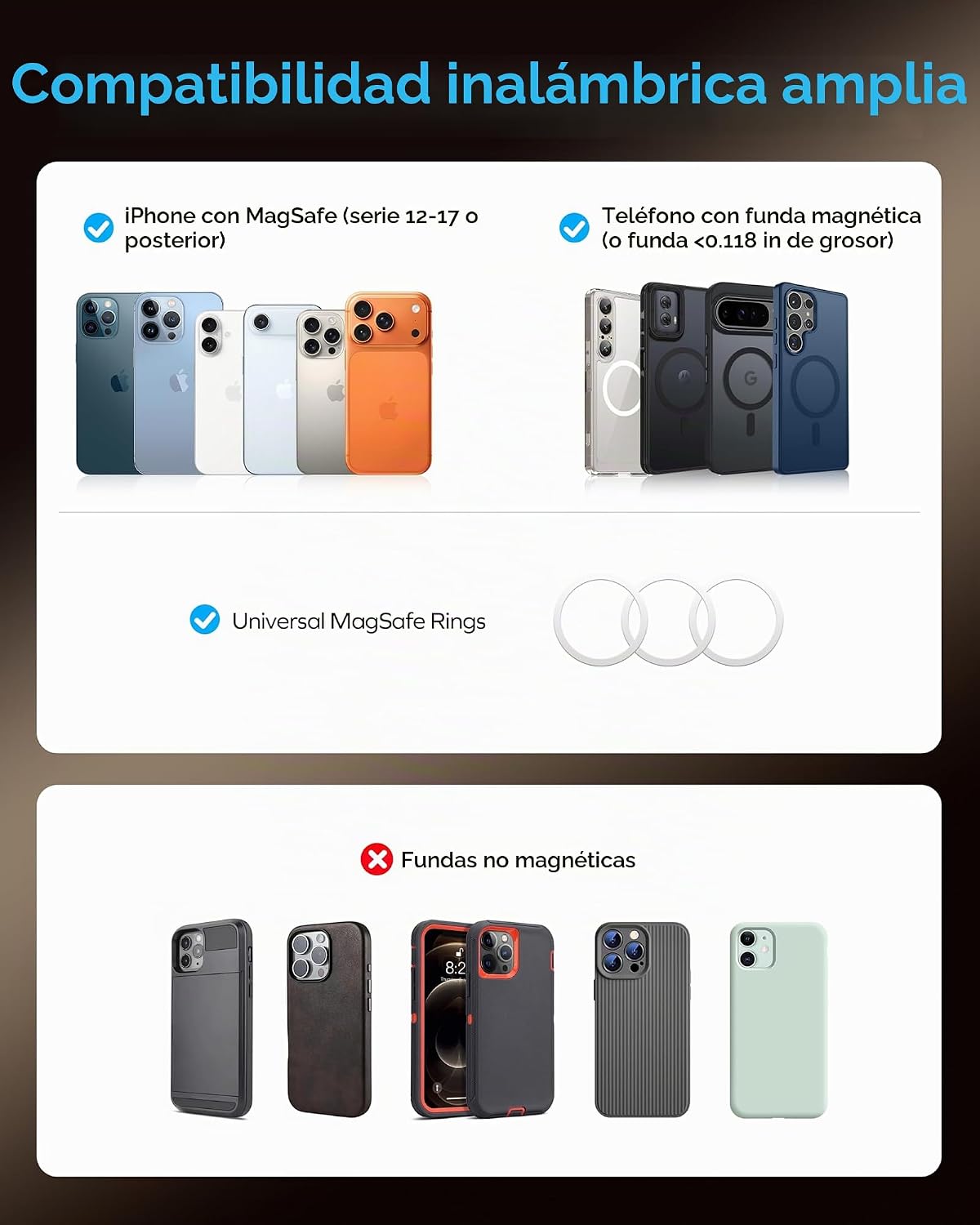 MOMAX Banco de energía inalámbrico magnético de 10000 mAh, cargador...