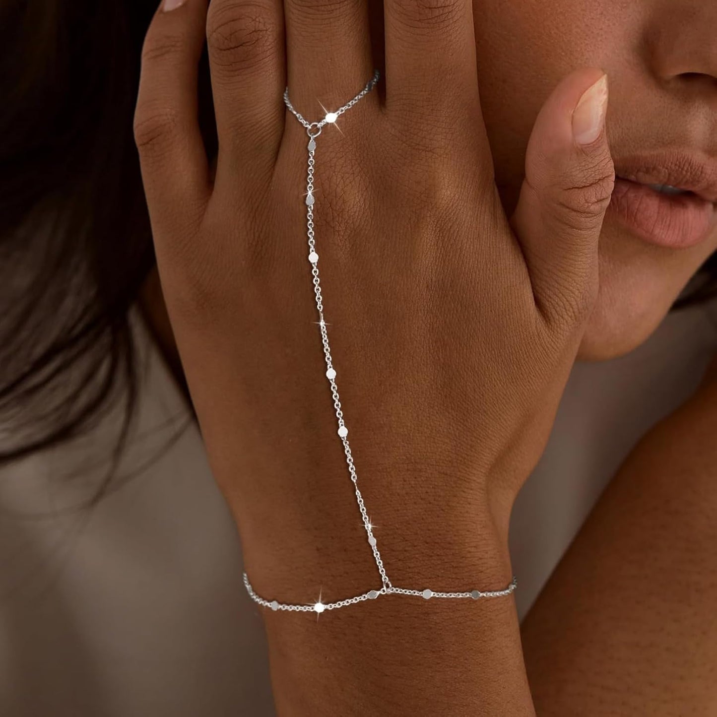 3 piezas de pulseras de cadena de mano chapadas en oro de 14 quilat...