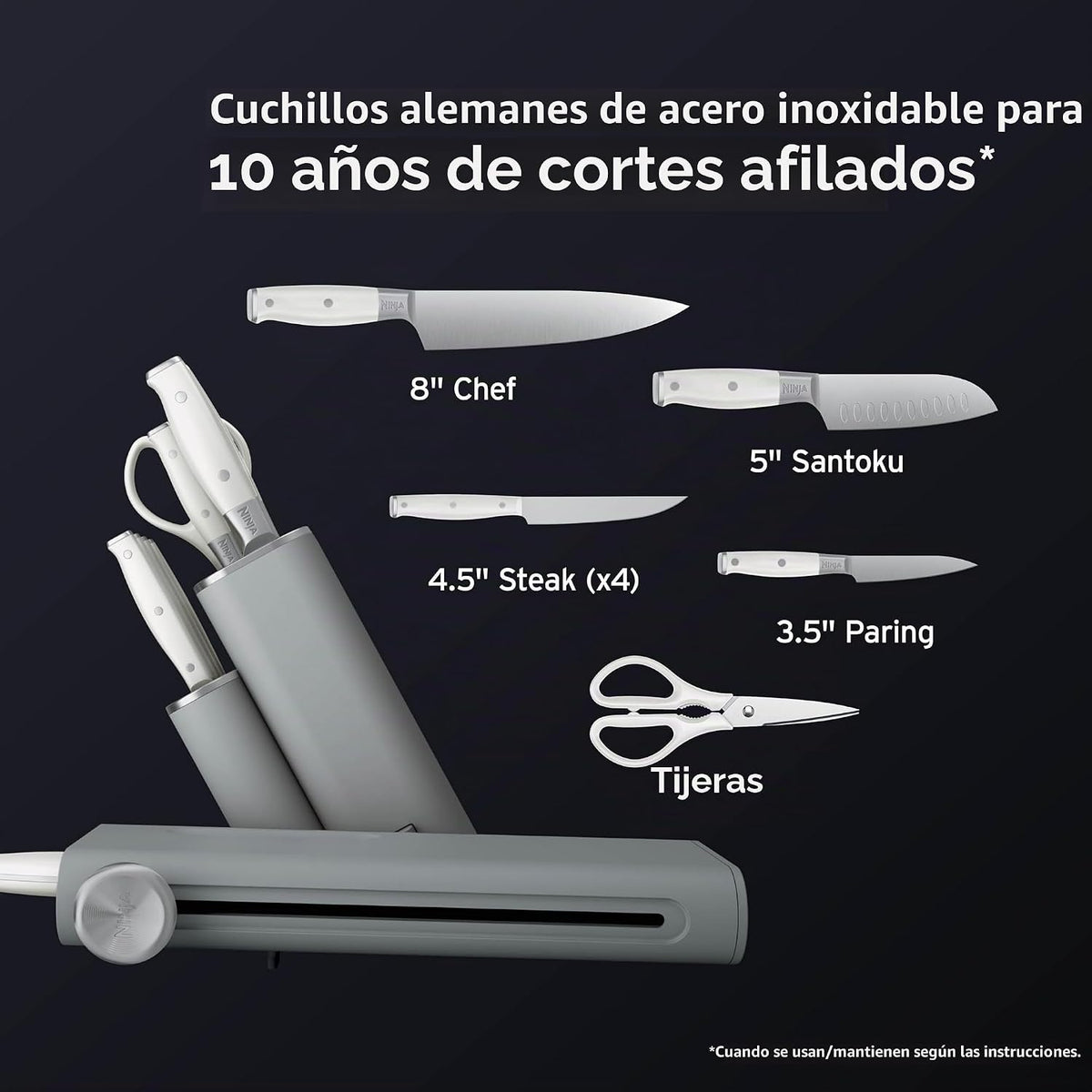Ninja NeverDull® NK32010GY1 - Juego de cuchillos de acero inoxidabl...
