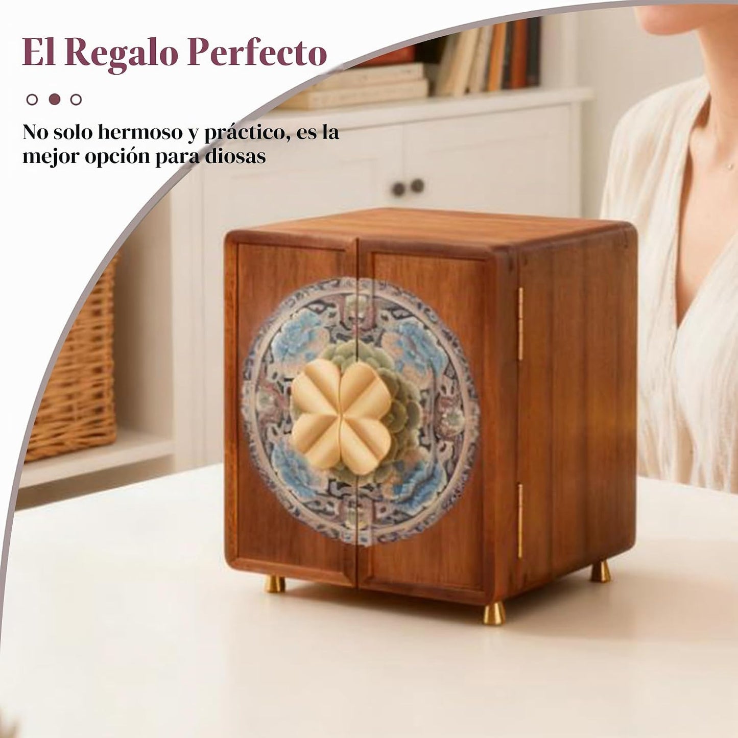 KAOTGOT Joyero de madera para mujeres y niñas, organizador grande d...