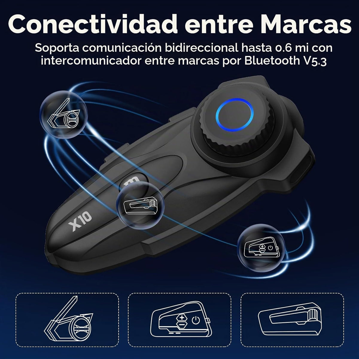 NYTALK Sistema de comunicación de casco de motocicleta X10 para 10...
