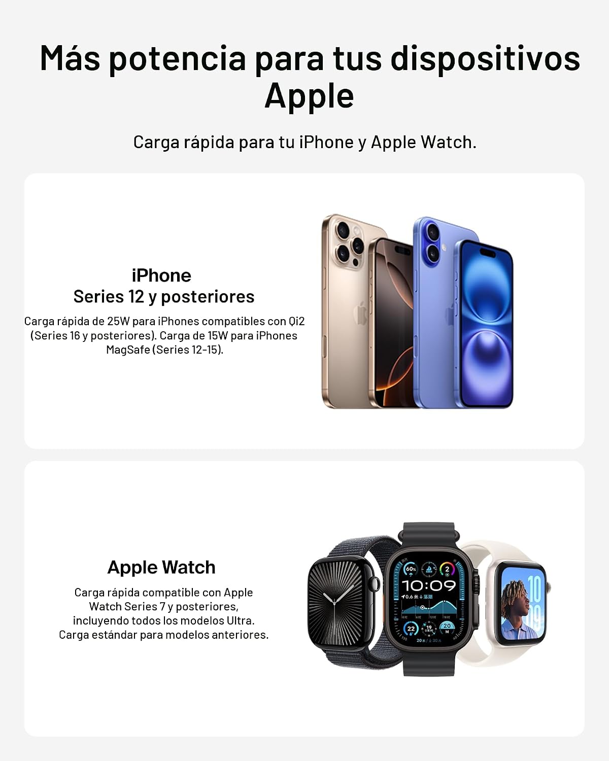Belkin Qi2.2 25W Cargador inalámbrico 2 en 1 para iPhone, carga ráp...