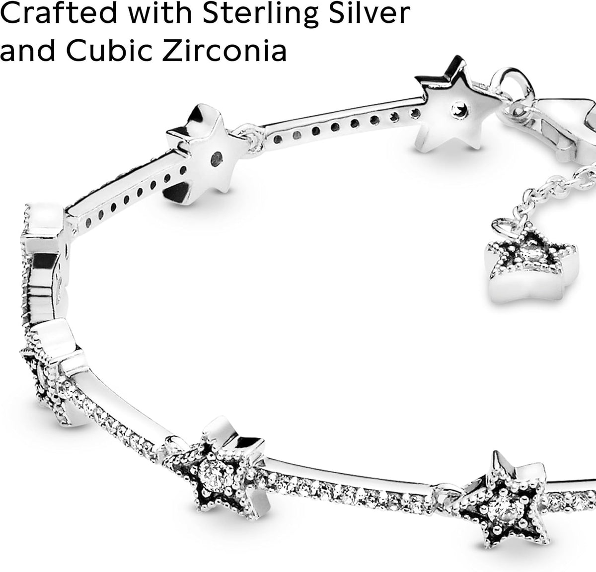 PANDORA Pulsera Estrellas Celestiales, 7.1" | Plata de ley y circon...