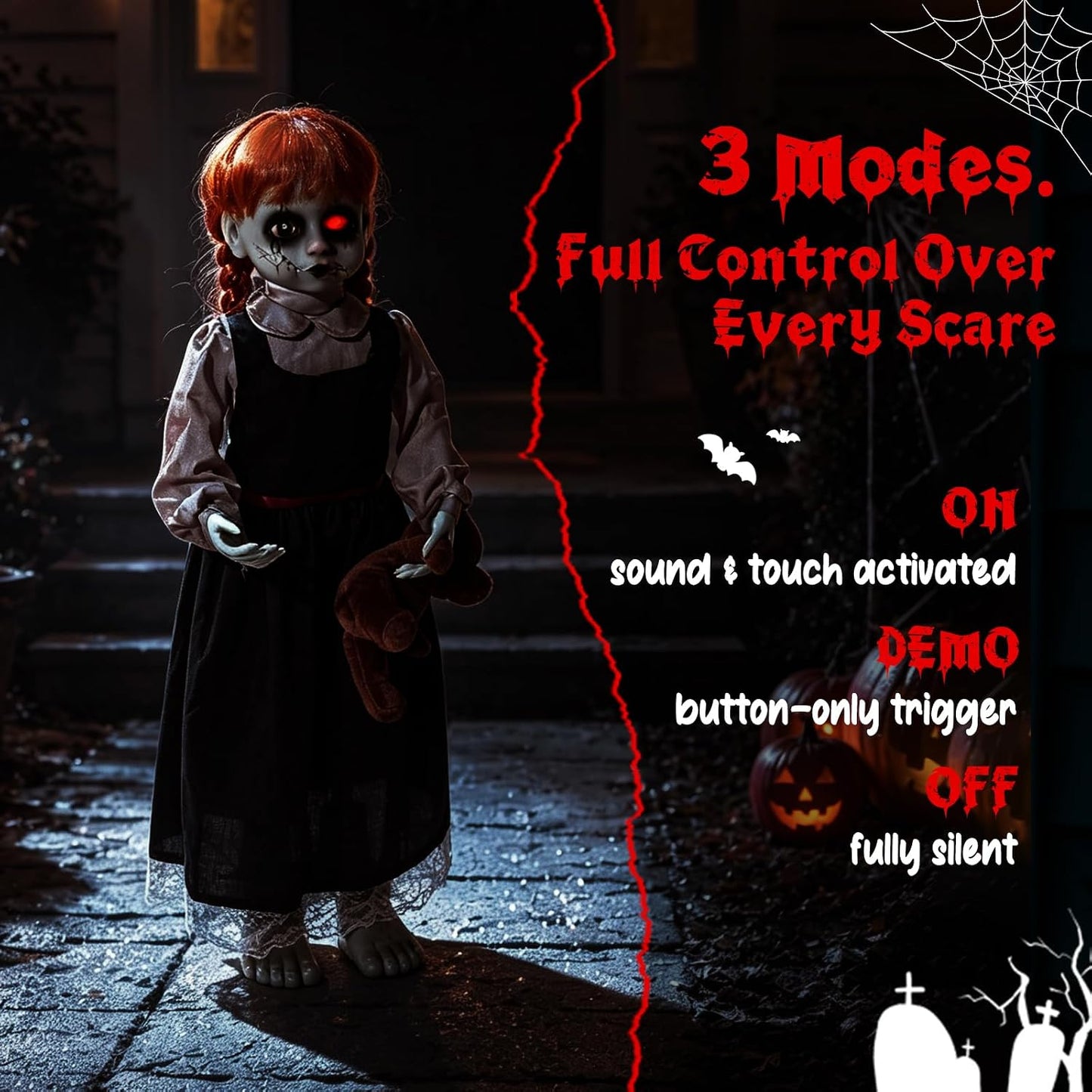 Quntis Niña embrujada animatrónica de Halloween de 35 pulgadas con...