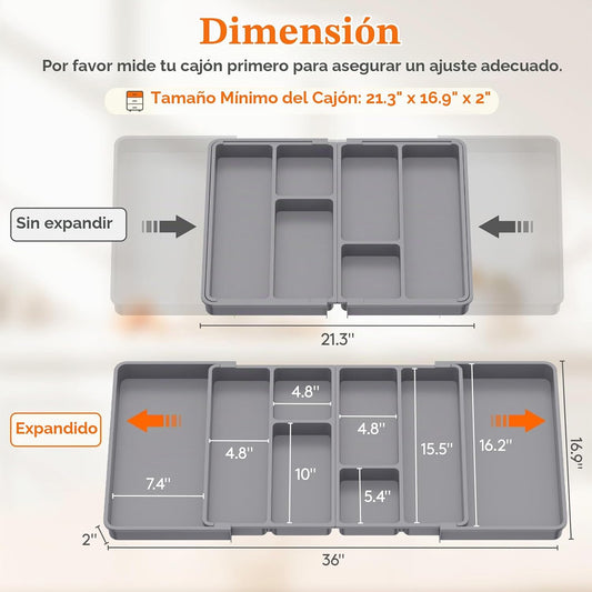 Lifewit Organizador de utensilios expandible para cajón de cocina,...