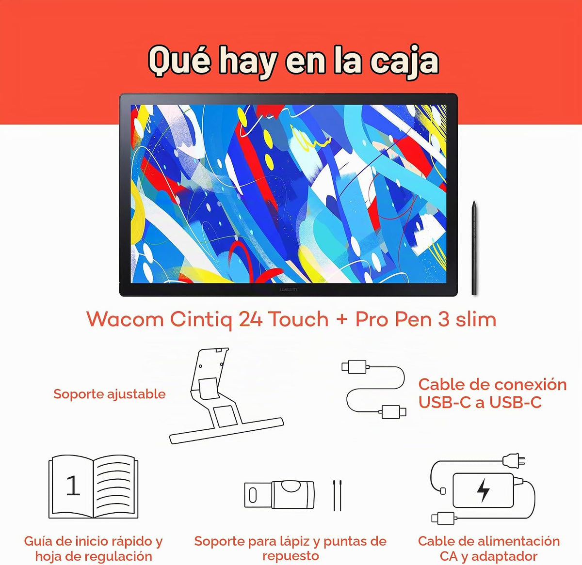 Wacom Cintiq 24 - Tableta de dibujo táctil con pantalla, pantalla d...